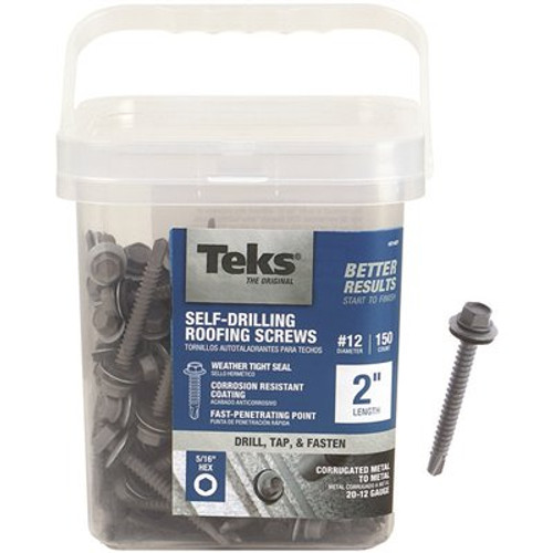 Teks #12-14 x 2 in. External Hex Washer Head Roofing Drill Point Screw (150-Pack) Teks #12-14 x 2 in. External Hex Washer Head Roofing Drill Point Screw (150-Pack)