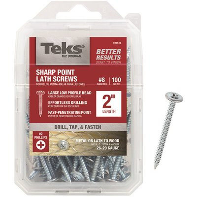 Teks #8-15 x 2 in. Philips Pan Head Sharp Point Lath Screw (100-Pack)