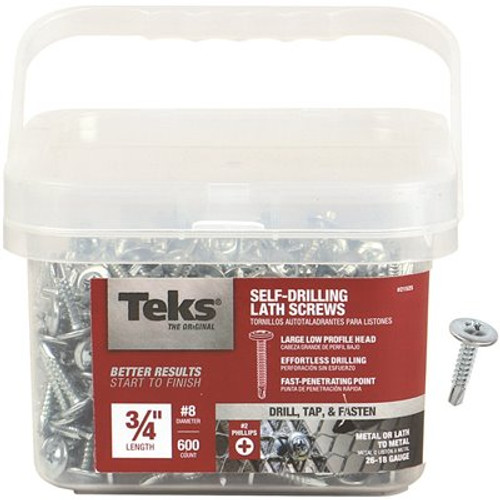 Teks #8-18 x 3/4 in. Phillips Pan Head Lath Drill Point Screw (600-Pack)