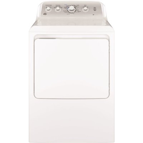 GE 7.2 cu. ft. White Gas Vented Dryer with Silver Backsplash