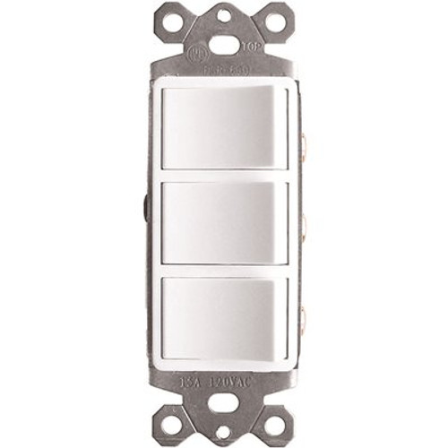 3-Function Rocker Combination Switch in White (120-Volt, 15 AMP)