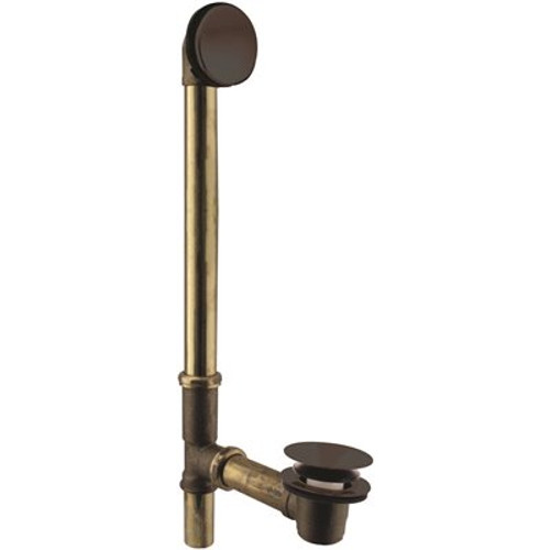 Westbrass Illusionary 17-Gauge Brass 22-1/2 in. Bath Waste and Overflow with Full Cover Tip-Toe Drain in Oil Rubbed Bronze