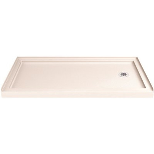DreamLine SlimLine 32 in. D x 60 in. W Single Threshold Shower Base in Biscuit with Right Hand Drain