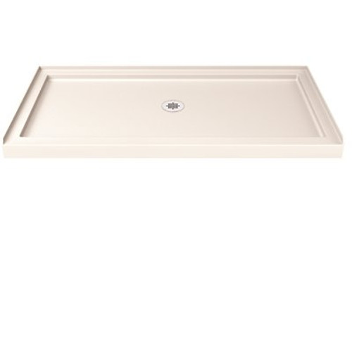 DreamLine SlimLine 36 in. D x 60 in. W. Single Threshold Shower Base in Biscuit with Center Drain