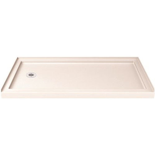 DreamLine SlimLine 36 in. D x 60 in. W Single Threshold Shower Base in Biscuit with Left Hand Drain