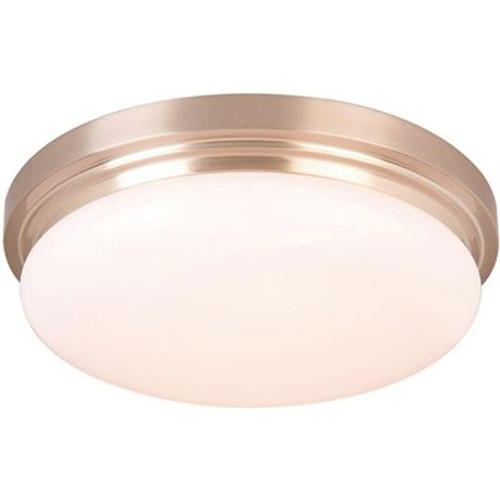 Hampton Bay 15 in. 225-Watt Equivalent Brushed Nickel Integrated LED Flush Mount with Frosted Glass Shade Hampton Bay 15 in. 225-Watt Equivalent Brushed Nickel Integrated LED Flush Mount with Frosted Glass Shade