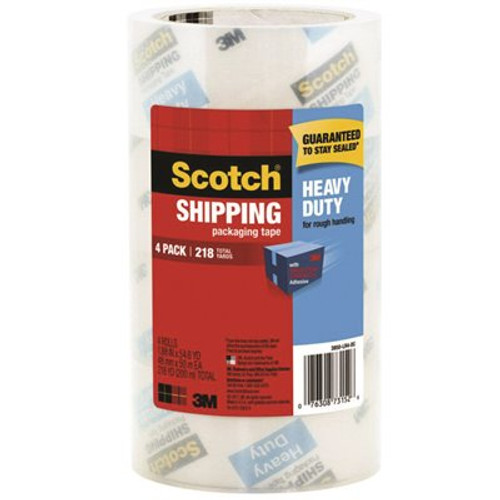 Scotch 1.88 in. x 54.6 yds. Heavy Duty Shipping Packaging Tape ((4-Pack)(Case of 4))