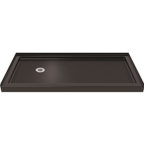 DreamLine SlimLine 36 in. D x 60 in. W Single Threshold Shower Base in Black with Left Hand Drain