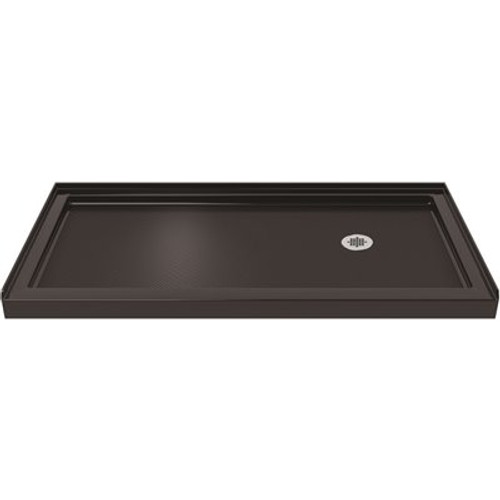 DreamLine SlimLine 34 in. D x 60 in. W Single Threshold Shower Base in Black Color with Right Hand Drain