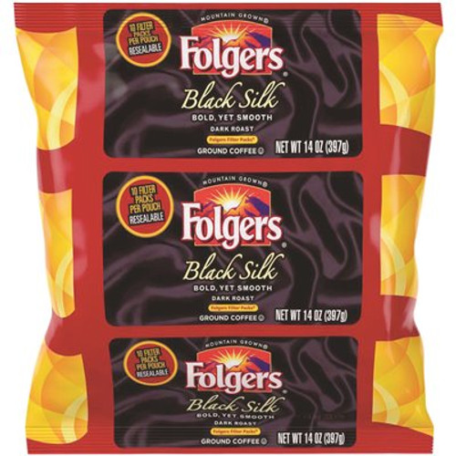 Folgers 14 oz. Black Silk Ground Coffee Filter Pack Dark/Bold/Smooth Ground Caffeinated