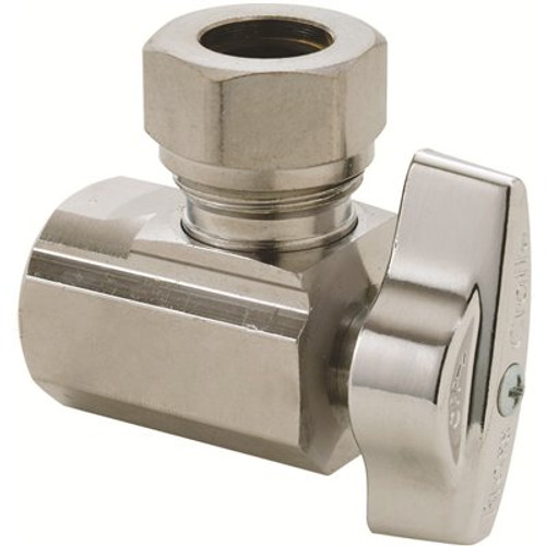 BrassCraft 1/2 in. FIP Inlet x 7/16 in. & 1 /2 in. OD Slip-Joint Outlet 1/4-Turn Angle Ball Stop