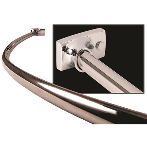 WingIts Contour Oval 60 in. Curved Shower Rod in Polished Stainless Steel for New Construction,