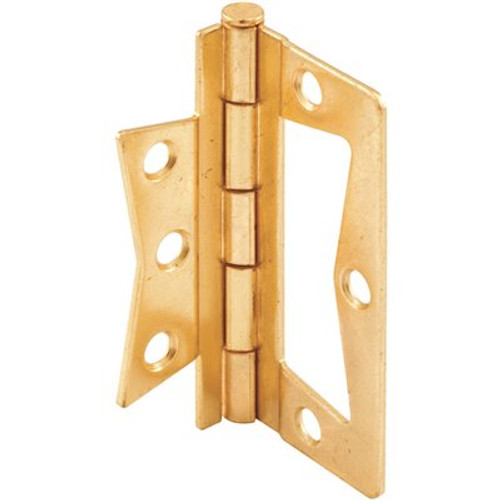 Prime-Line 3 in. Brass Plated Steel Bi-Fold Door Non-Mortise Hinge (2-Pack)