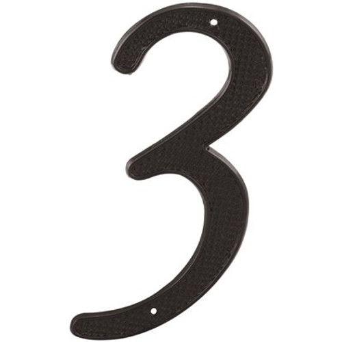 Prime-Line 4 in. House Number 3, Diecast, Black Finish