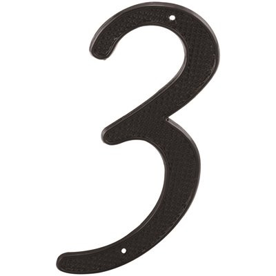 Prime-Line 4 in. House Number 3, Diecast, Black Finish