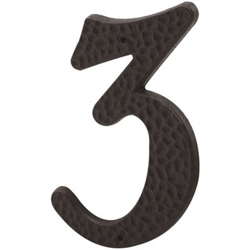 Prime-Line 3 in. House Number 3, Plastic, Black with Nails