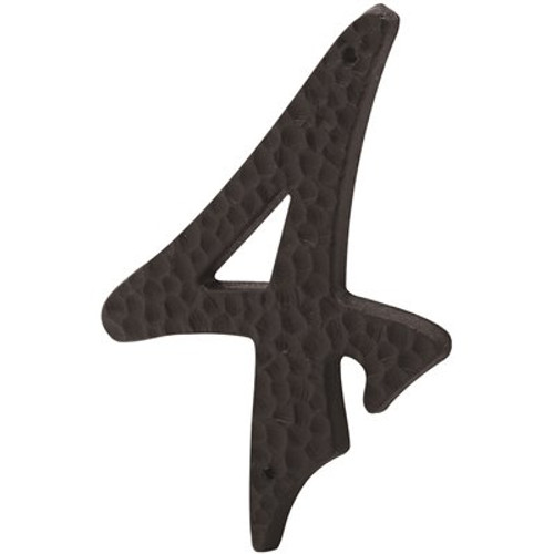 Prime-Line 3 in. House Number 4, Plastic, Black with Nails