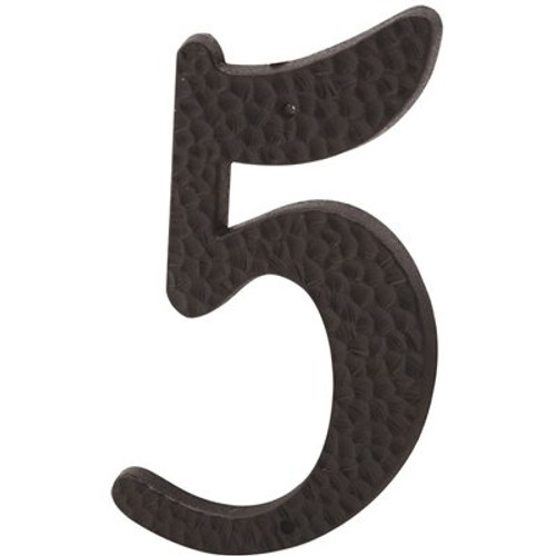 Prime-Line 3 in. House Number 5, Plastic, Black with Nails