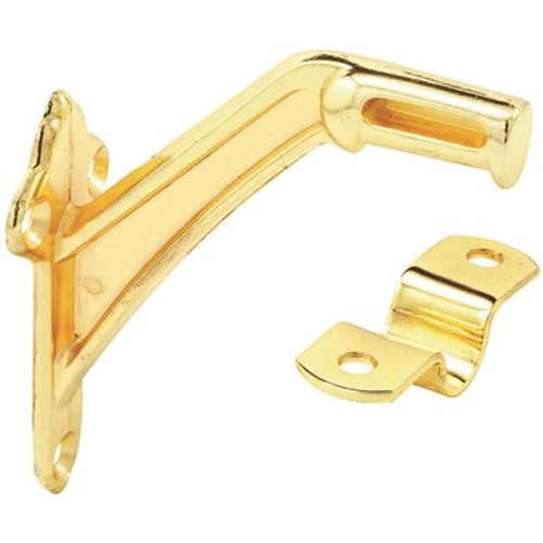 Prime-Line Hand Rail Bracket, Brass Plated, Nickel Plated, Heavy Duty, Pack of 2