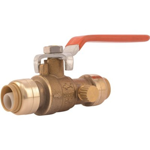 SharkBite 1/2 in. Push-to-Connect Brass Ball Valve with Drain