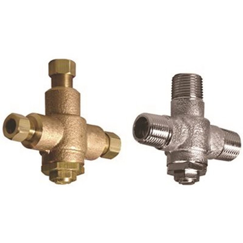 Powers Process Controls Powers Under Counter Thermostatic Mixing Valve, 3/8 in. Compression, Rough Bronze, Lead Free