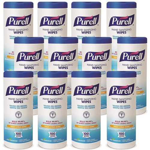 PURELL Hand Sanitizing Wipes Non-Alcohol Formula, Fresh Citrus Scent, Non-Linting Eco-Slim Wipe Canister (100-Count)