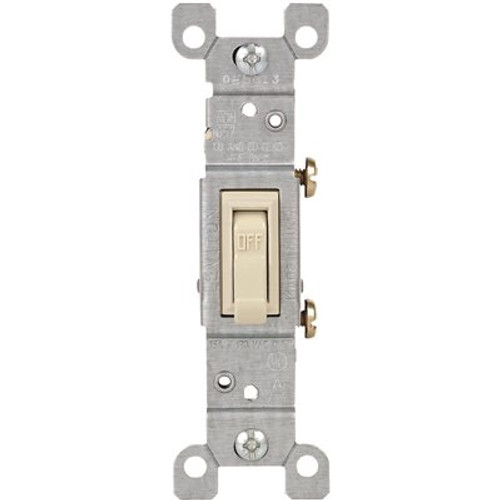 Leviton 15 Amp Single-Pole Toggle Light Switch, Light Almond