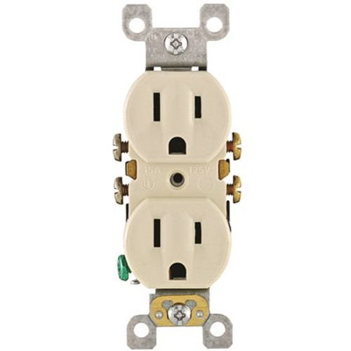 Leviton 15 Amp Residential Grade Grounding Duplex Outlet with Light Almond