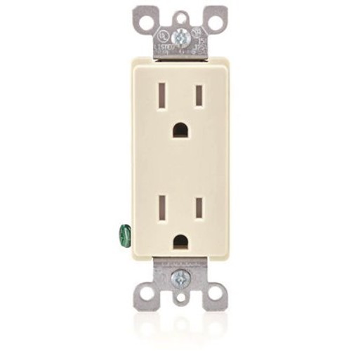 Leviton Decora 15 Amp Tamper Resistant Duplex Outlet Receptacle, Light Almond