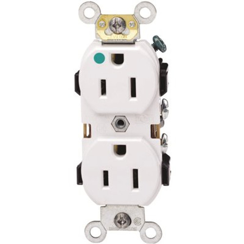 Leviton 15 Amp 125-Volt 2-Pole Hospital Grade Duplex Outlet Straight Blade, White