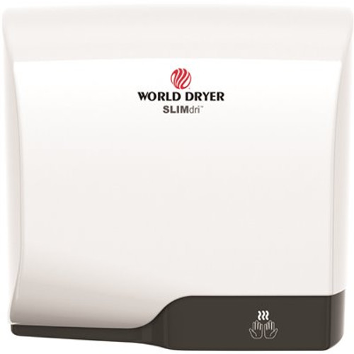 WORLD DRYER SLIMdri Energy-Efficient Hand Dryer, 950 Watts, Aluminum w/ White Finish