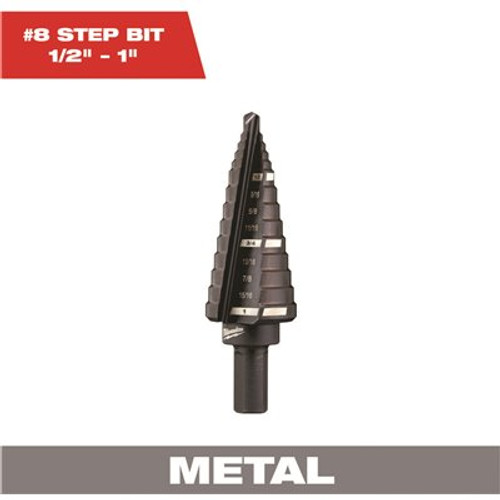 Milwaukee 1/2 in. - 1 in. #8 Black Oxide Step Drill Bit (9-Steps)