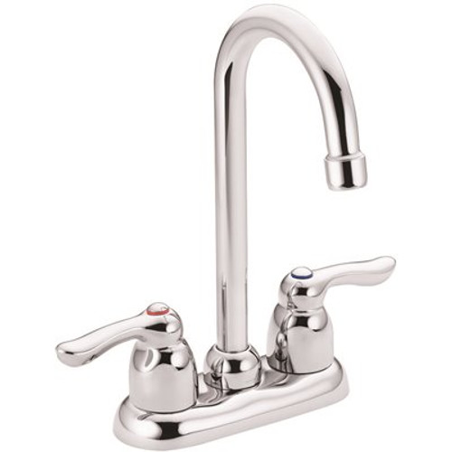 MOEN 4 in. Centerset 2-Handle Vandal-Resistant Bar Faucet with 1/2 in. IPS Connections, 1.5 GPM, Lever Handles in Chrome