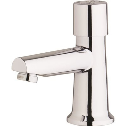 Chicago Faucets Deck-Mounted Single Supply Single Handle Metering Faucet 4 in. 0.5 GPM Chrome-Plated Brass