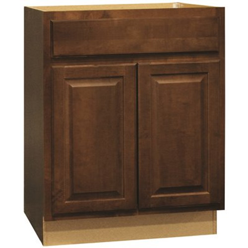 Hampton Bay Hampton Assembled 27x34.5x24 in. Base Kitchen Cabinet with Ball-Bearing Drawer Glides in Cognac