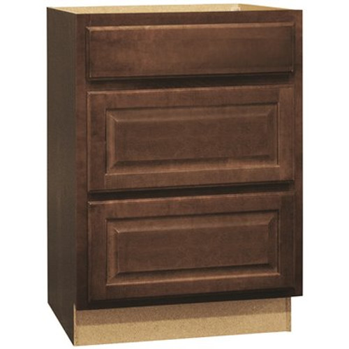 Hampton Bay Hampton Assembled 24x34.5x24 in. Drawer Base Kitchen Cabinet with Ball-Bearing Drawer Glides in Cognac Hampton Bay Hampton Assembled 24x34.5x24 in. Drawer Base Kitchen Cabinet with Ball-Bearing Drawer Glides in Cognac