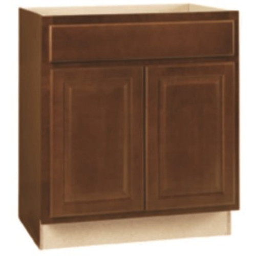 Hampton Bay Hampton Assembled 30x34.5x24 in. Sink Base Kitchen Cabinet in Cognac
