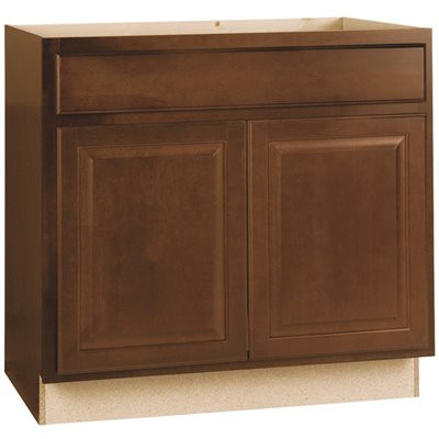 Hampton Bay Hampton Cognac Raised Panel Stock Assembled Sink Base Kitchen Cabinet (36 in. x 34.5 in. x 24 in.)