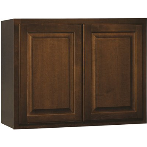 Hampton Bay Hampton Assembled 30x23.5x15 in. Wall Bridge Kitchen Cabinet in Cognac