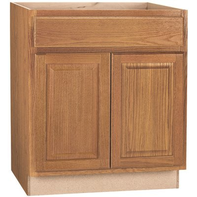 Hampton Medium Oak Raised Panel Stock Assembled Base Kitchen Cabinet with Drawer Glides (30 in. x 34.5 in. x 24 in.)