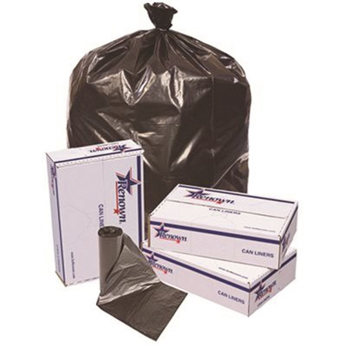 Renown 60 Gal. 38 in. x 58 in. Black 1.2 mil 20-Liners per Roll Trash Can Liners (5-Rolls per Case)
