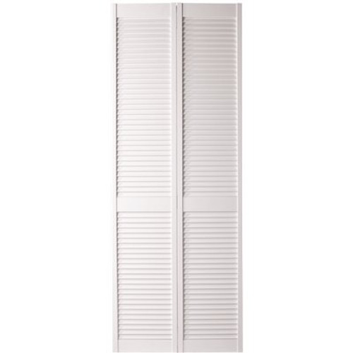 Masonite 24 in. x 80 in. Textured Full Louver Painted White Solid Core Wood Bi-Fold Door