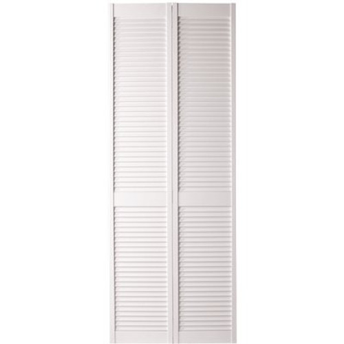 Masonite 30 in. x 80 in. Textured Full Louver Painted White Solid Core Wood Bi-Fold Door