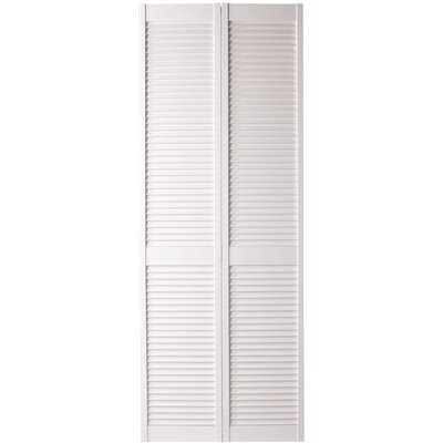 Masonite 30 in. x 80 in. Textured Full Louver Painted White Solid Core Wood Bi-Fold Door