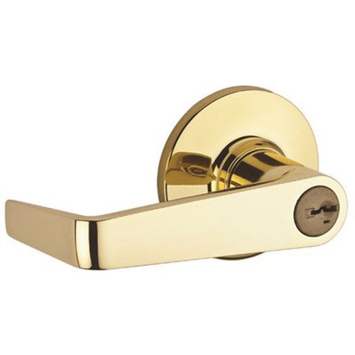 Kwikset Carson Polished Brass UL Rated Entry Door Handle Featuring SmartKey Security