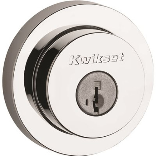 Kwikset 158 Round Contemporary Polished Chrome Single Cylinder Deadbolt Featuring SmartKey Security