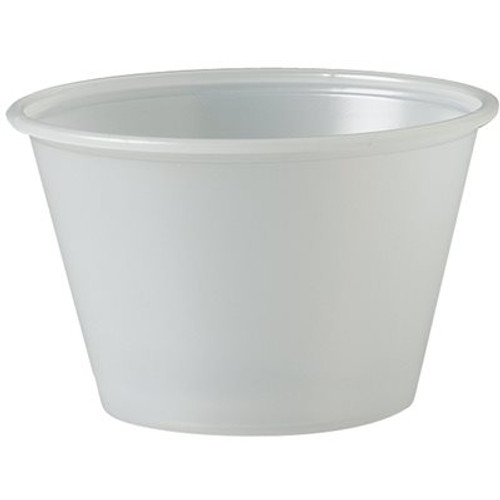 SOLO PLASTIC SOUFFLE PORTION CONTAINERS, TRANSLUCENT, 4 OZ., 2,500 PER CASE