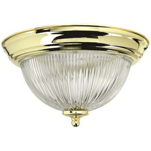 Monument Halophane Dome 11-3/8 in. Ceiling in Fixture Polished Brass Uses One 60-Watt Incandescent Medium Base Lamps