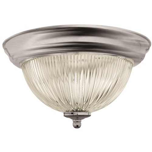 Monument Halophane Dome 11-3/8 in. Ceiling in Fixture Brushed Nickel Uses One 60-Watt Incandescent Medium Base Lamps