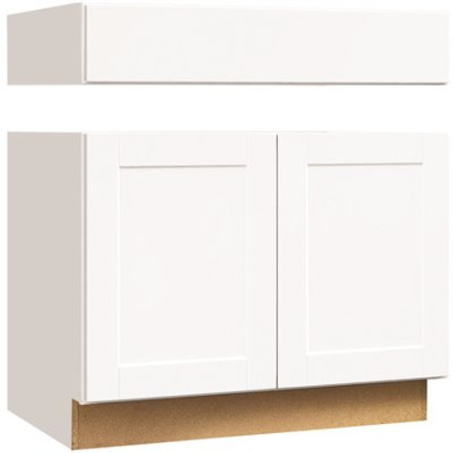 Hampton Bay Shaker Assembled 36x34.5x24 in. Accessible ADA Sink Base Kitchen Cabinet in Satin White